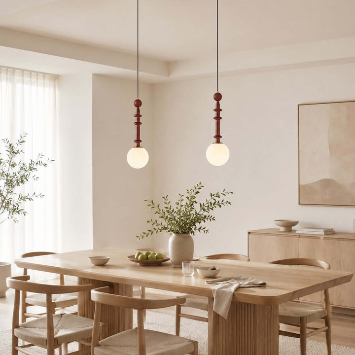 Corinne Modern Wood &amp; Glass Globe Pendant Light for Dining Room