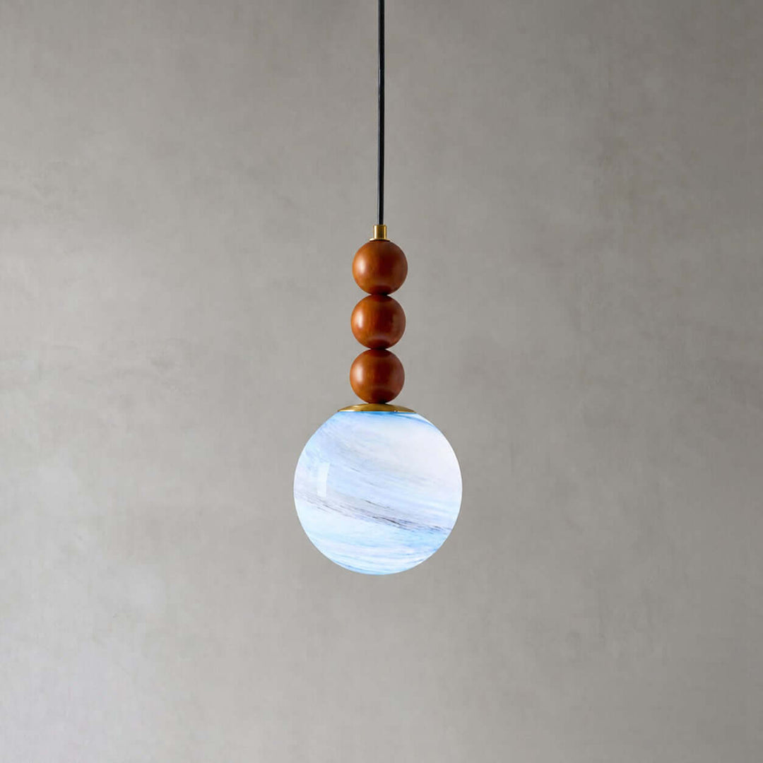 Corinne Modern Wood &amp; Glass Globe Pendant Light for Dining Room