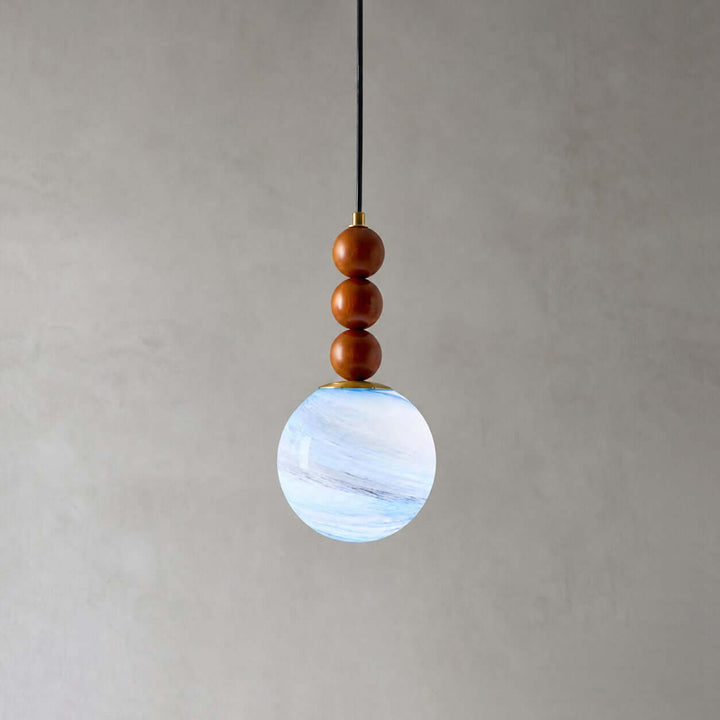 Corinne Modern Wood &amp; Glass Globe Pendant Light for Dining Room