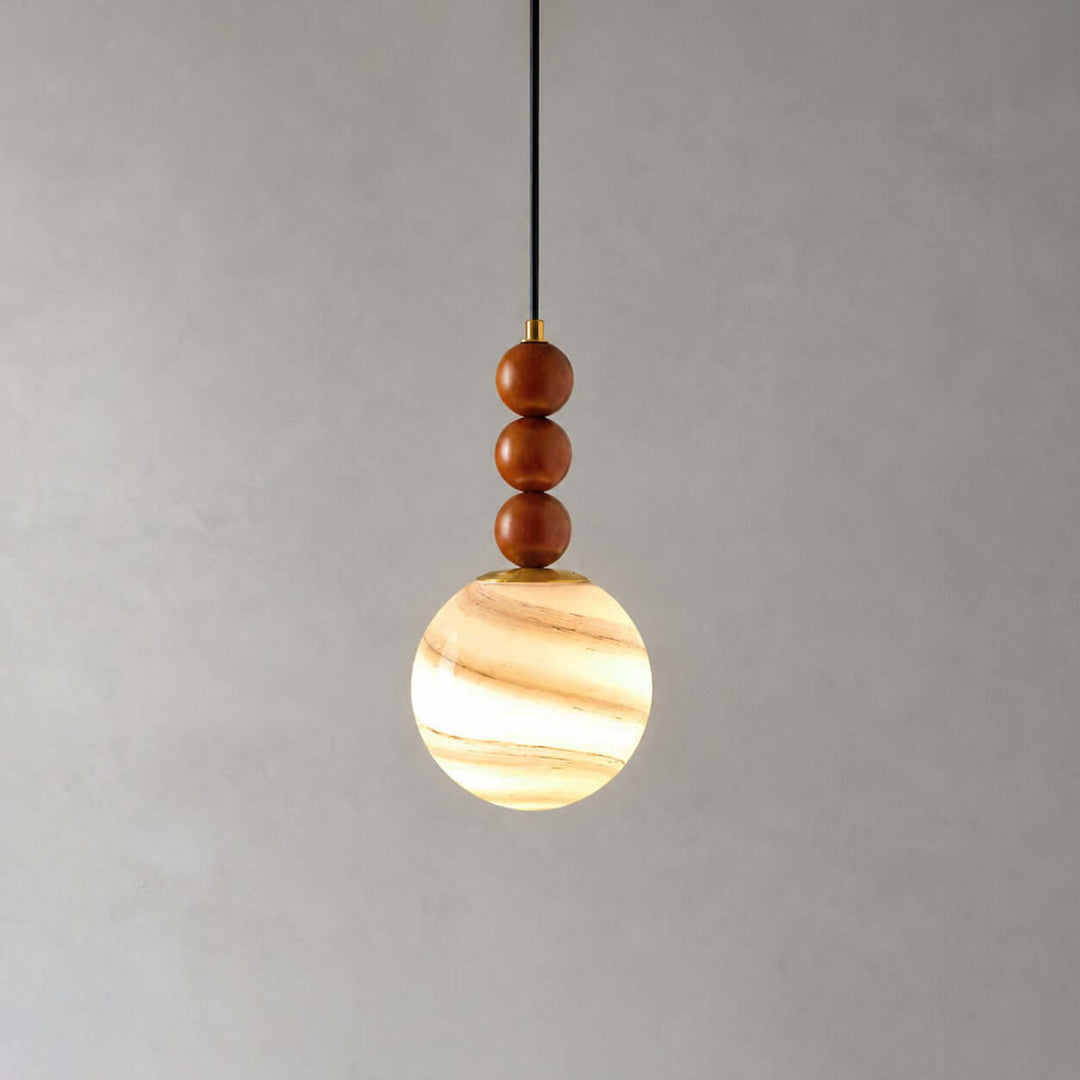 Corinne Modern Wood &amp; Glass Globe Pendant Light for Dining Room