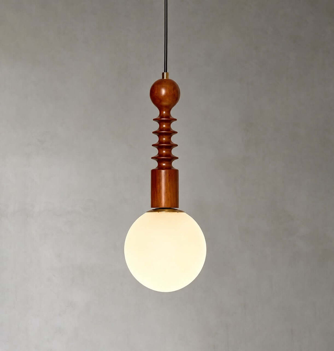 Corinne Modern Wood &amp; Glass Globe Pendant Light for Dining Room