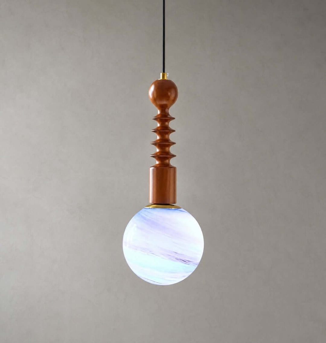 Corinne Modern Wood &amp; Glass Globe Pendant Light for Dining Room