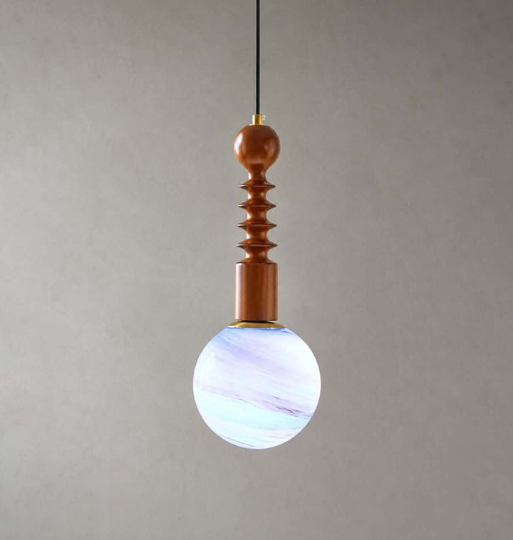 Corinne Modern Wood &amp; Glass Globe Pendant Light for Dining Room