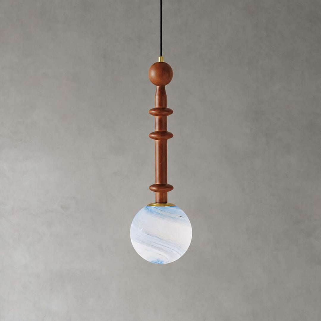 Corinne Modern Wood &amp; Glass Globe Pendant Light for Dining Room