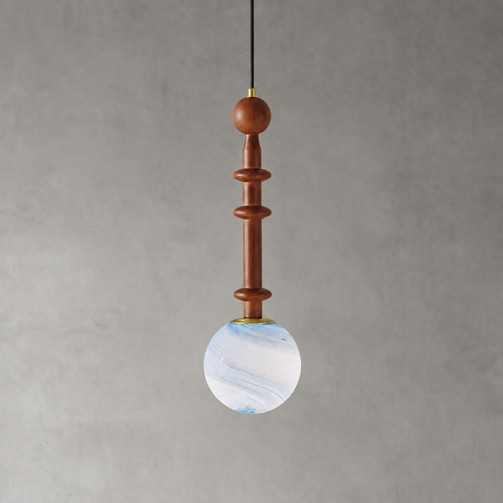 Corinne Modern Wood &amp; Glass Globe Pendant Light for Dining Room