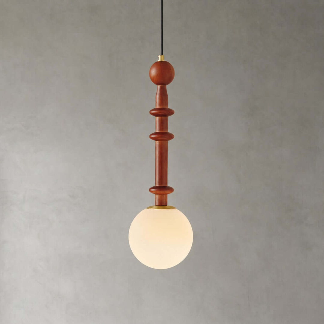 Corinne Modern Wood &amp; Glass Globe Pendant Light for Dining Room