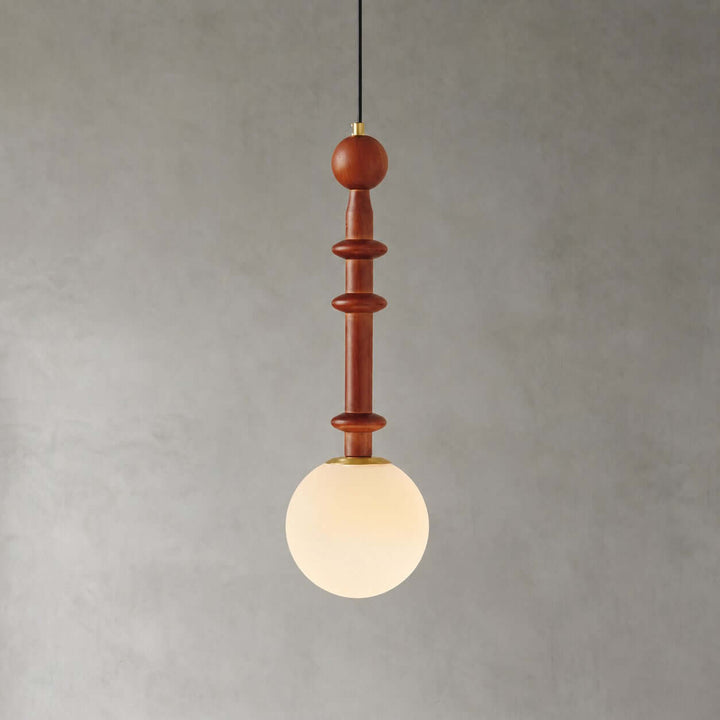Corinne Modern Wood &amp; Glass Globe Pendant Light for Dining Room