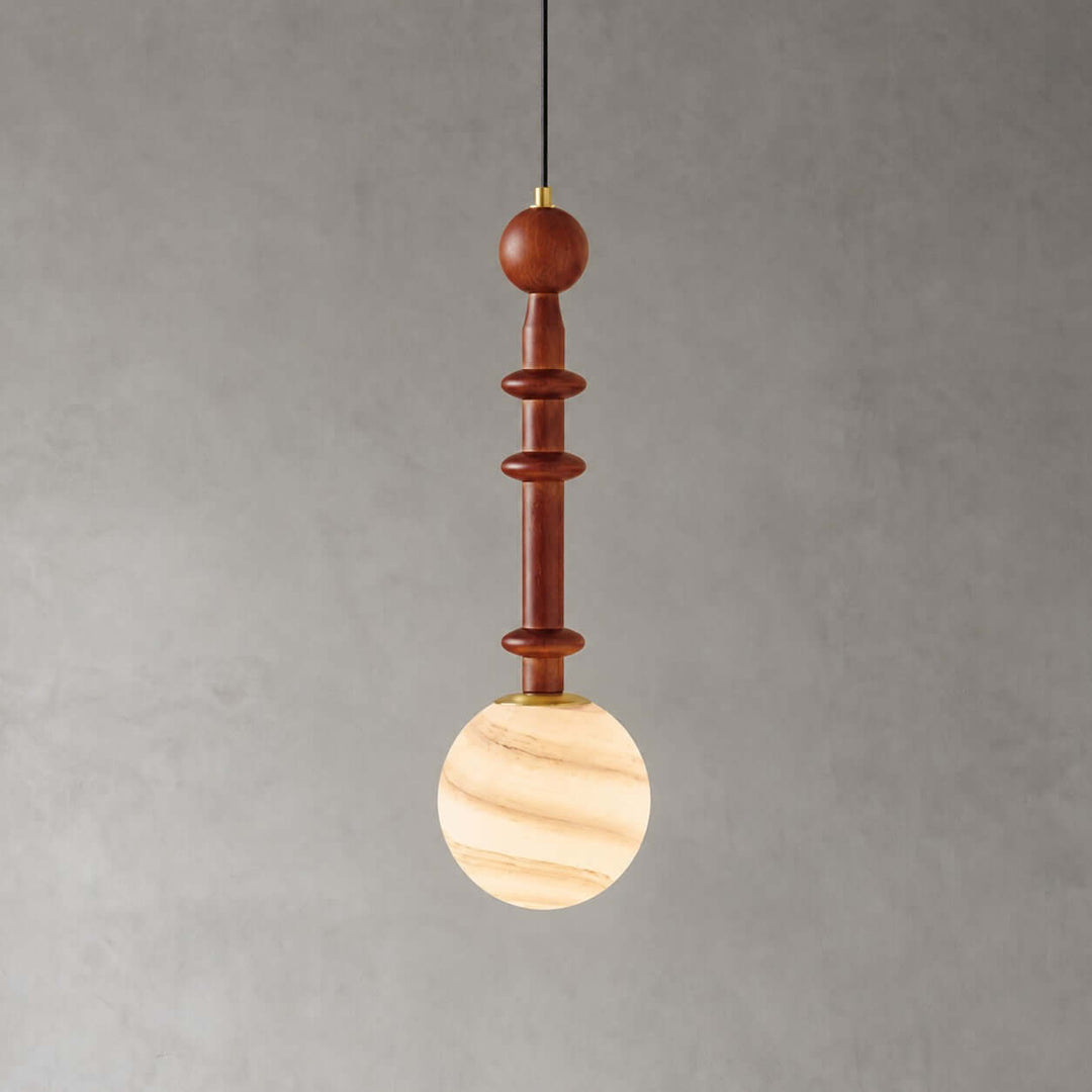 Corinne Modern Wood &amp; Glass Globe Pendant Light for Dining Room