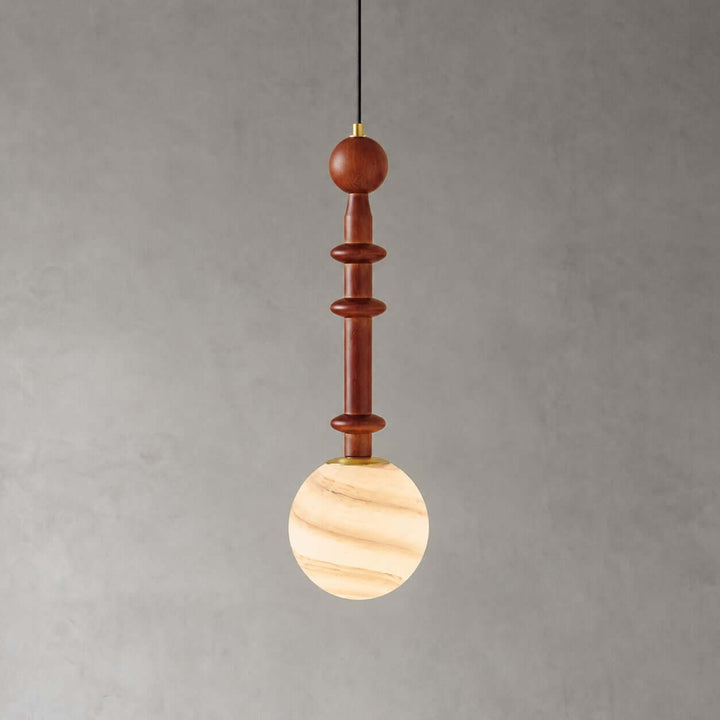 Corinne Modern Wood &amp; Glass Globe Pendant Light for Dining Room