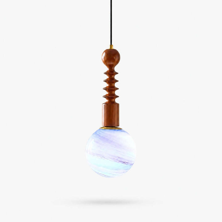 Corinne Modern Wood &amp; Glass Globe Pendant Light for Dining Room