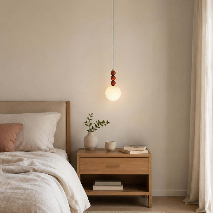 Corinne Modern Wood &amp; Glass Globe Pendant Light for Dining Room