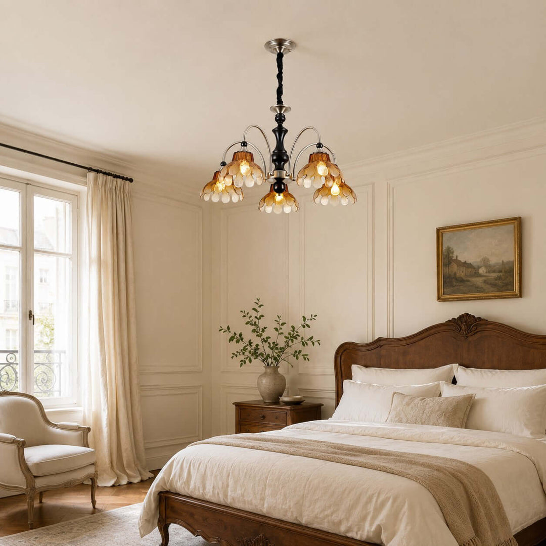 Corvella Chandelier – Vintage Floral Amber Glass Bedroom Chandelier | Vinlighting