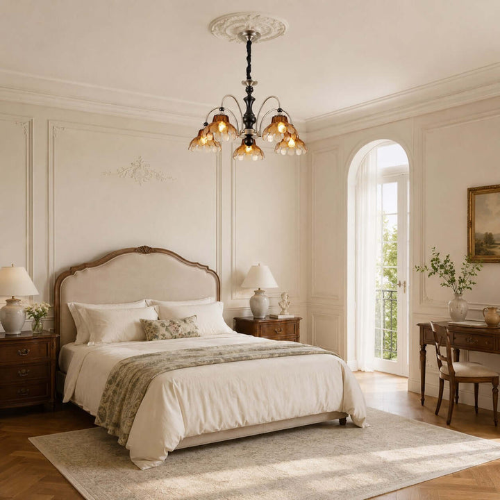 Corvella Chandelier – Vintage Floral Amber Glass Bedroom Chandelier | Vinlighting