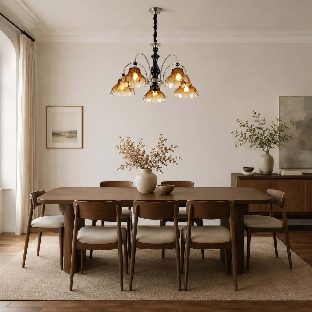 Corvella Chandelier – Vintage Floral Amber Glass Bedroom Chandelier | Vinlighting