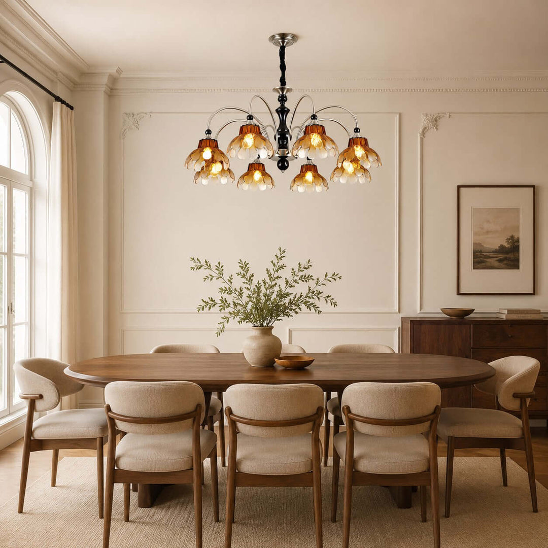 Corvella Chandelier – Vintage Floral Amber Glass Bedroom Chandelier | Vinlighting