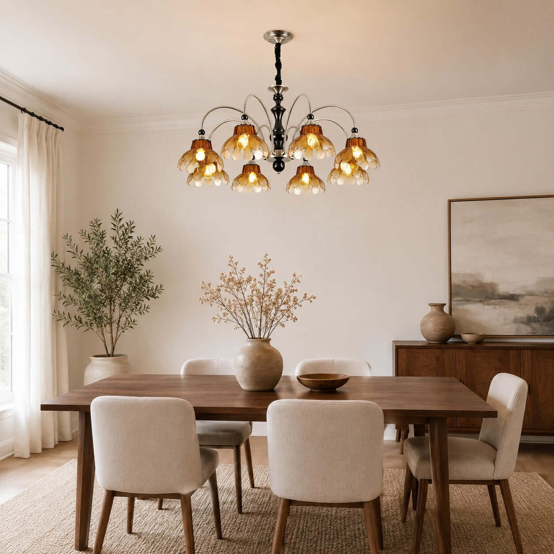 Corvella Chandelier – Vintage Floral Amber Glass Bedroom Chandelier | Vinlighting