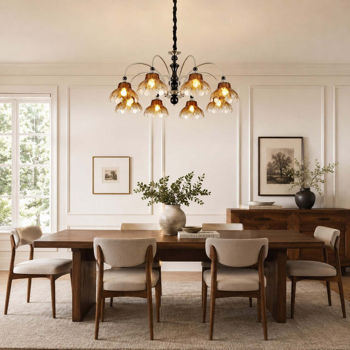 Corvella Chandelier – Vintage Floral Amber Glass Bedroom Chandelier | Vinlighting