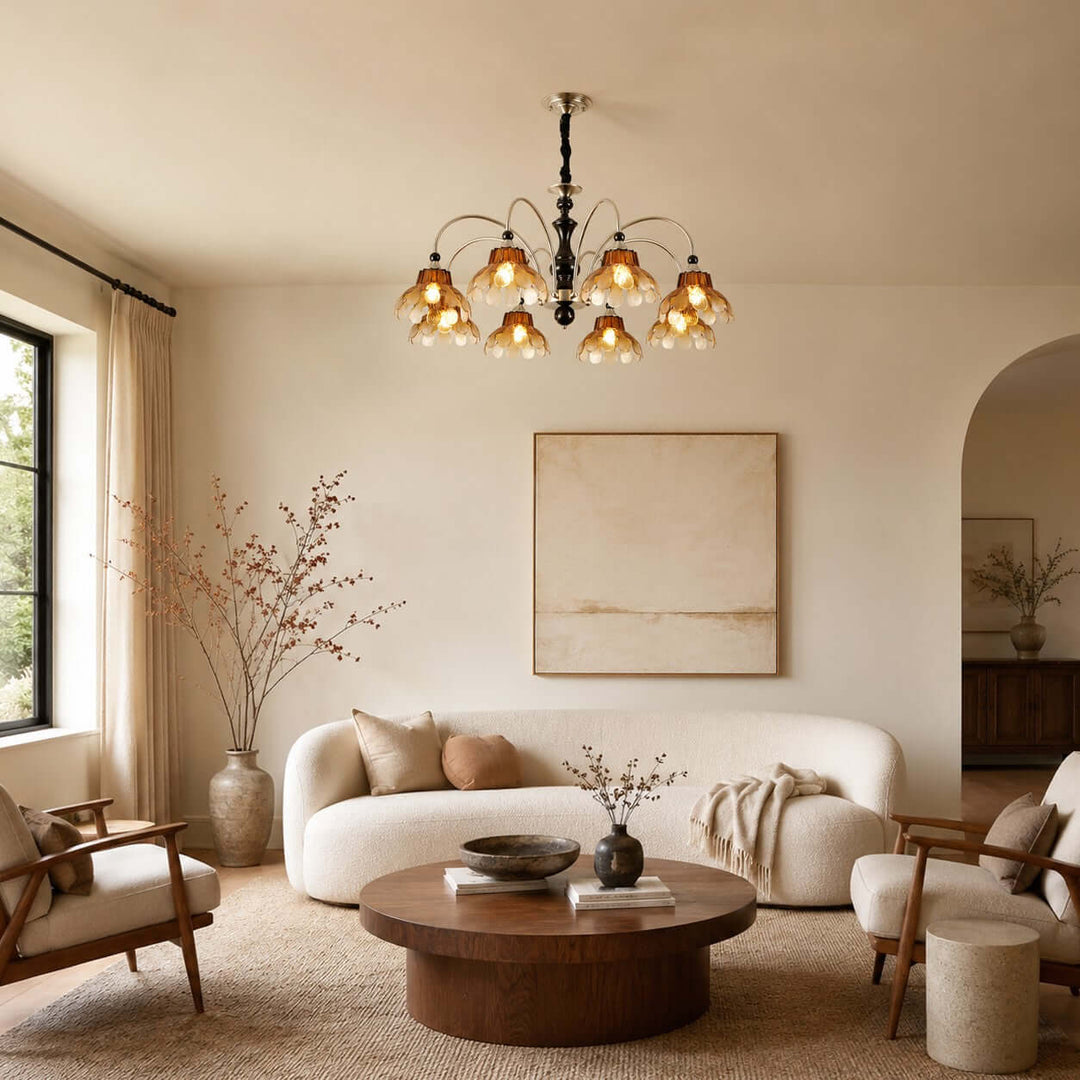 Corvella Chandelier – Vintage Floral Amber Glass Bedroom Chandelier | Vinlighting