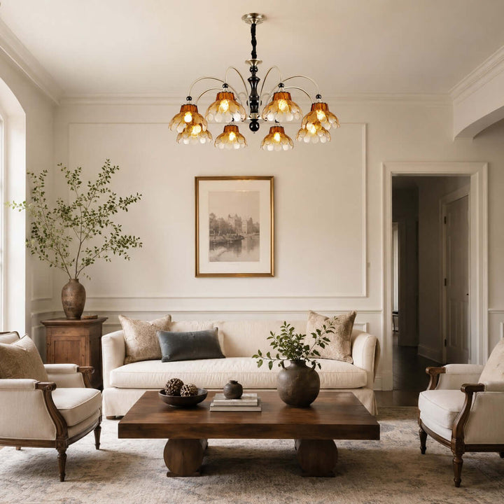 Corvella Chandelier – Vintage Floral Amber Glass Bedroom Chandelier | Vinlighting