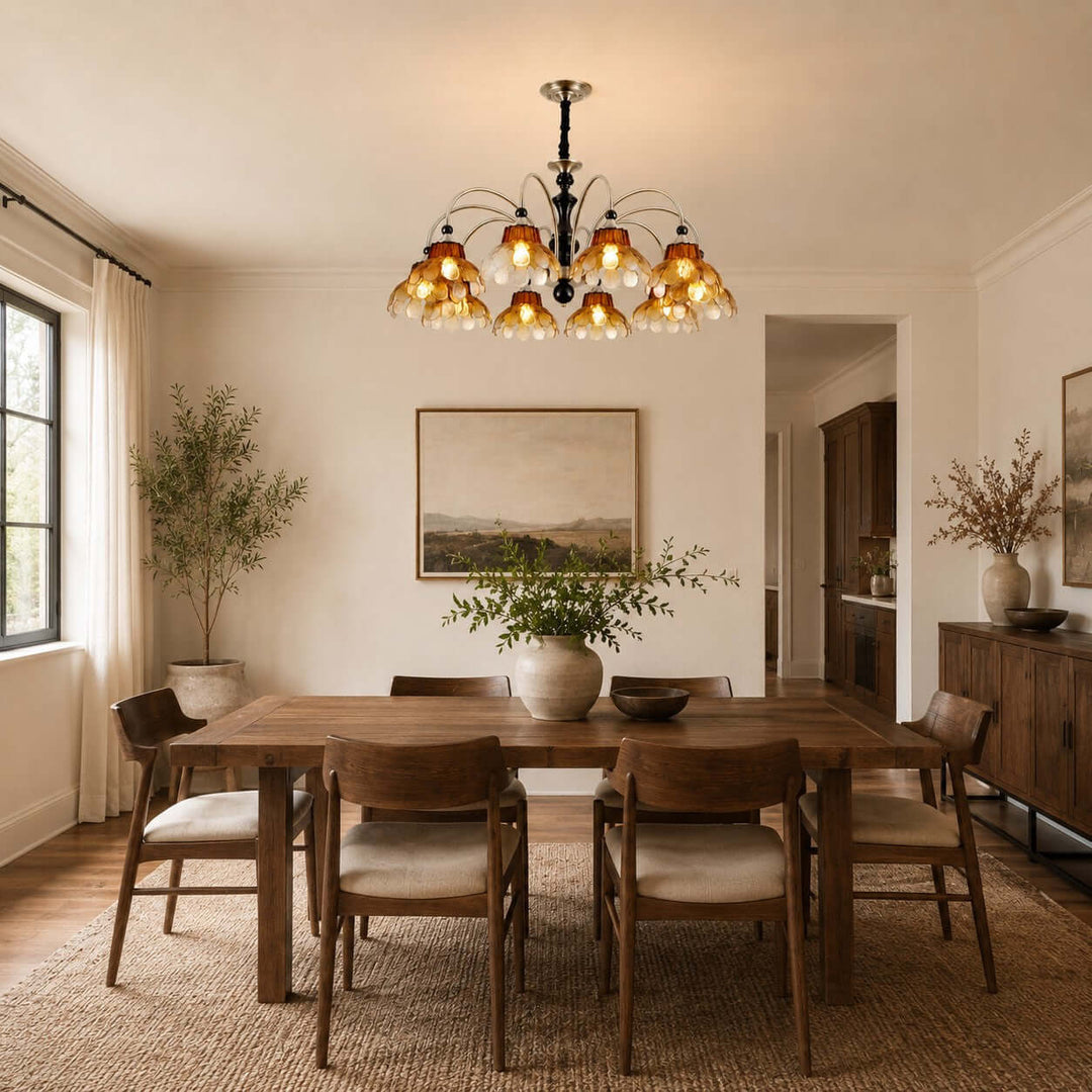Corvella Chandelier – Vintage Floral Amber Glass Bedroom Chandelier | Vinlighting