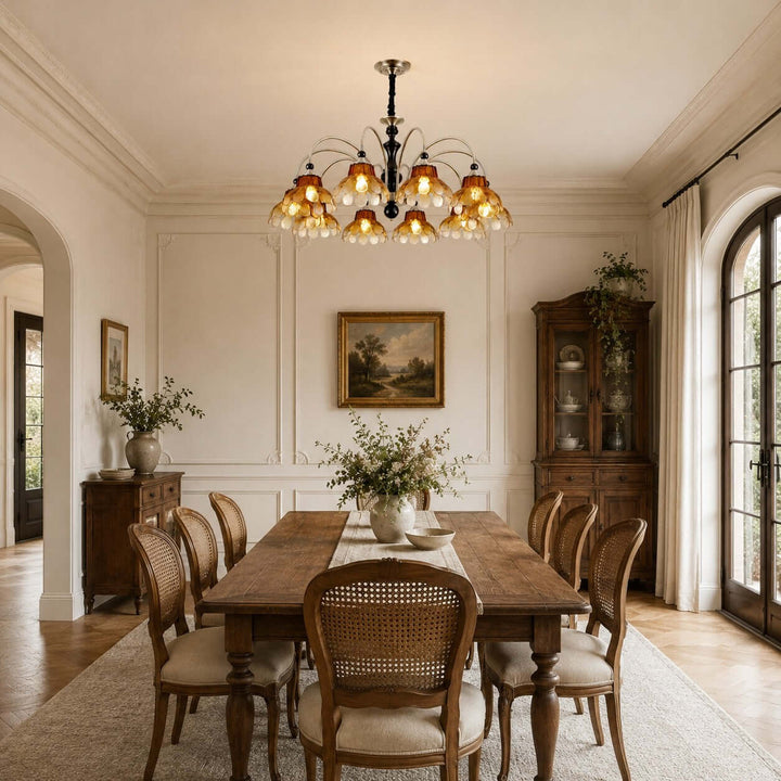 Corvella Chandelier – Vintage Floral Amber Glass Bedroom Chandelier | Vinlighting
