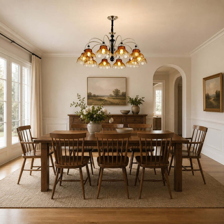 Corvella Chandelier – Vintage Floral Amber Glass Bedroom Chandelier | Vinlighting