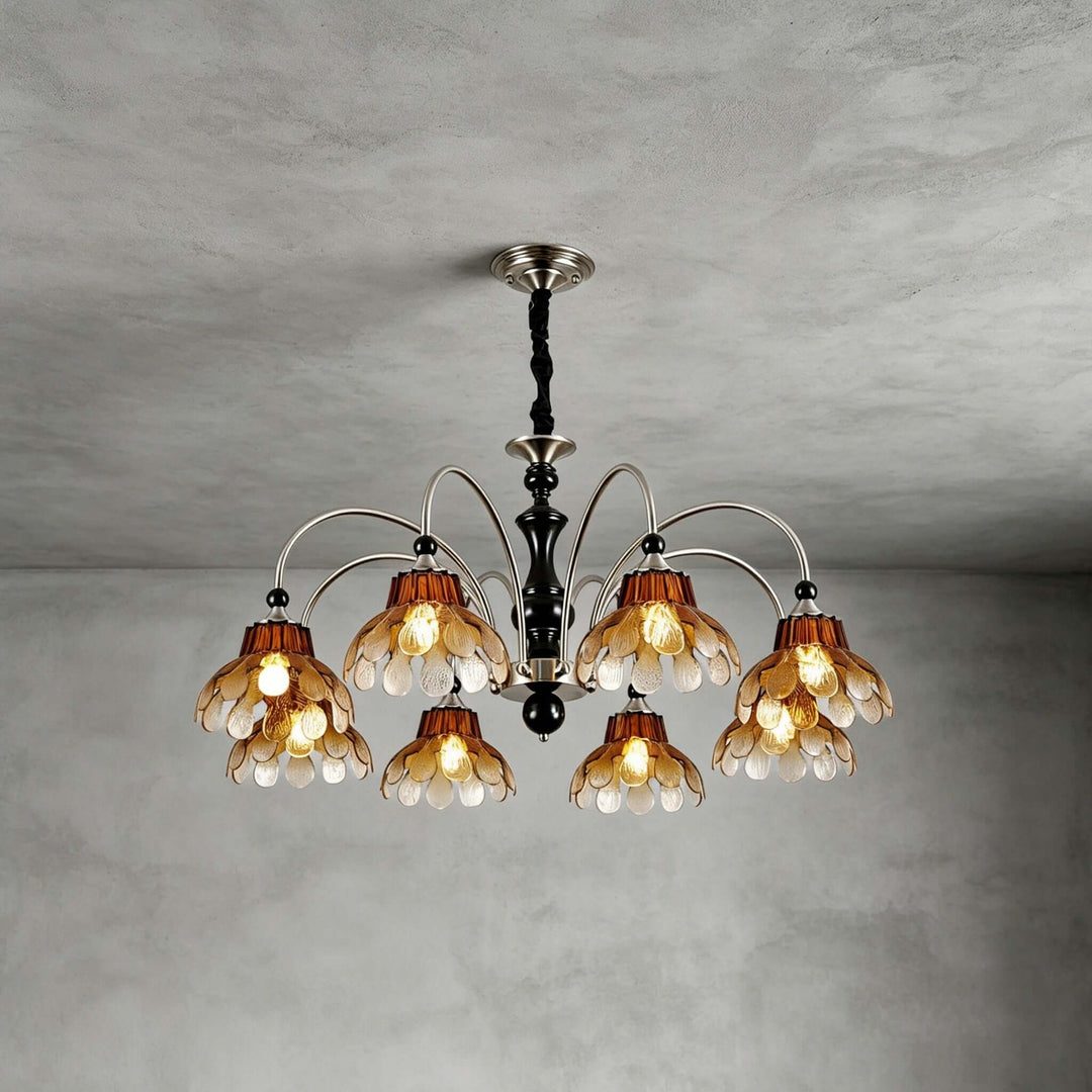 Corvella Chandelier – Vintage Floral Amber Glass Bedroom Chandelier | Vinlighting