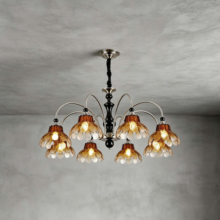 Corvella Chandelier – Vintage Floral Amber Glass Bedroom Chandelier | Vinlighting