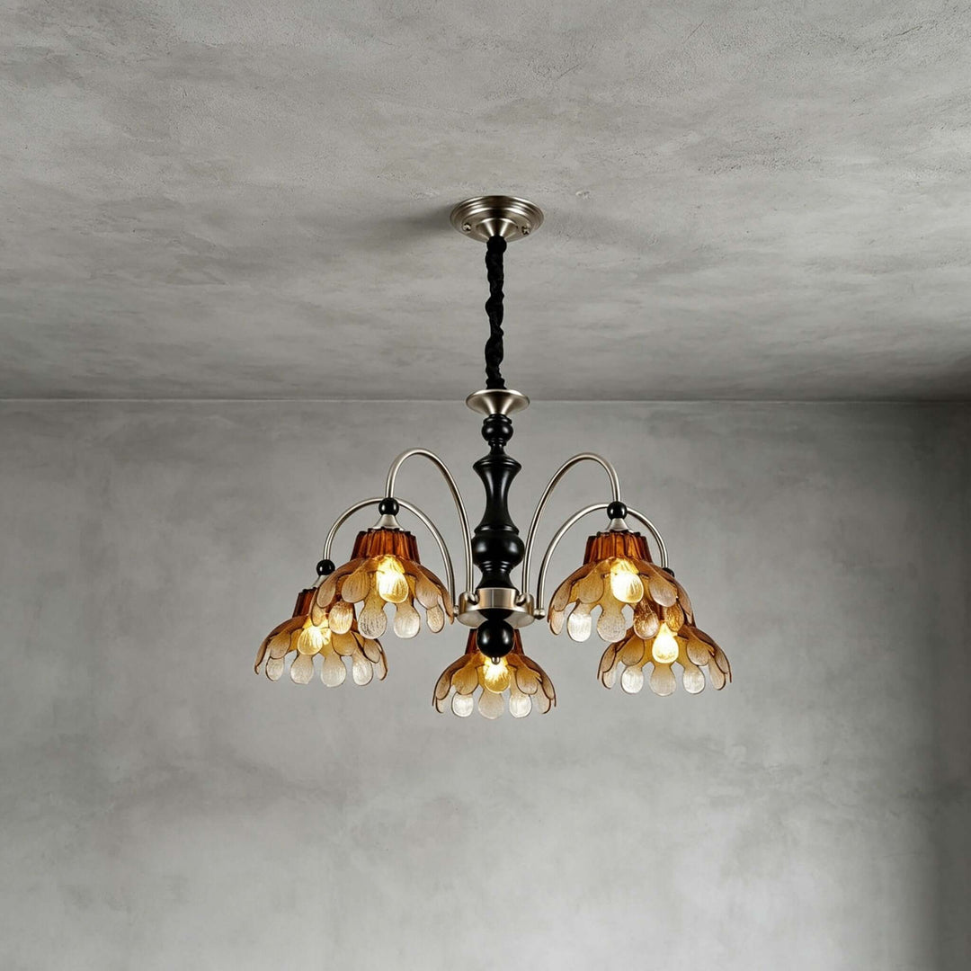 Corvella Chandelier – Vintage Floral Amber Glass Bedroom Chandelier | Vinlighting