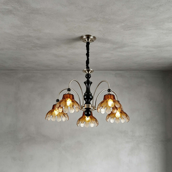 Corvella Chandelier – Vintage Floral Amber Glass Bedroom Chandelier | Vinlighting