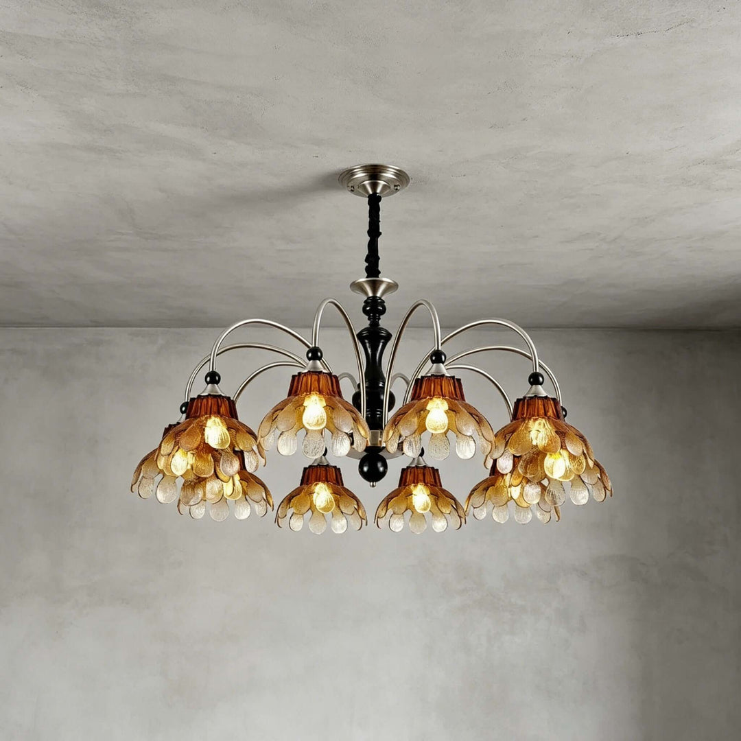 Corvella Chandelier – Vintage Floral Amber Glass Bedroom Chandelier | Vinlighting