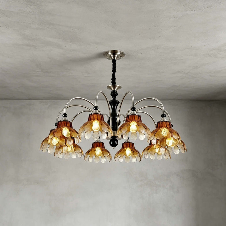 Corvella Chandelier – Vintage Floral Amber Glass Bedroom Chandelier | Vinlighting
