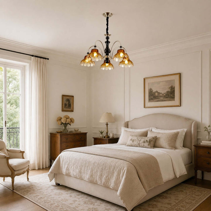 Corvella Chandelier – Vintage Floral Amber Glass Bedroom Chandelier | Vinlighting