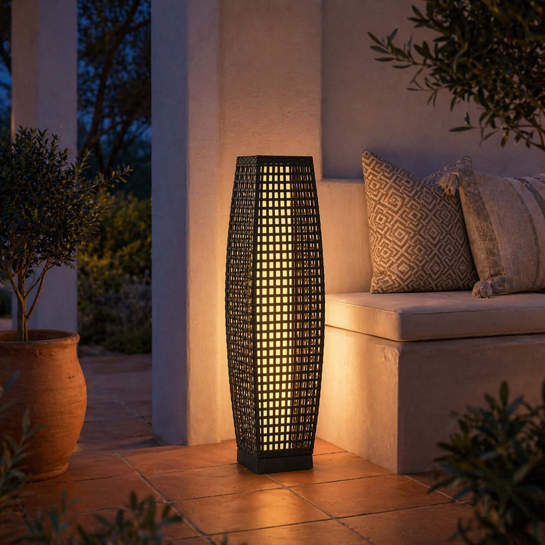 Corvyn Floor Lamp - Modern Rattan Solar Outdoor Lamp