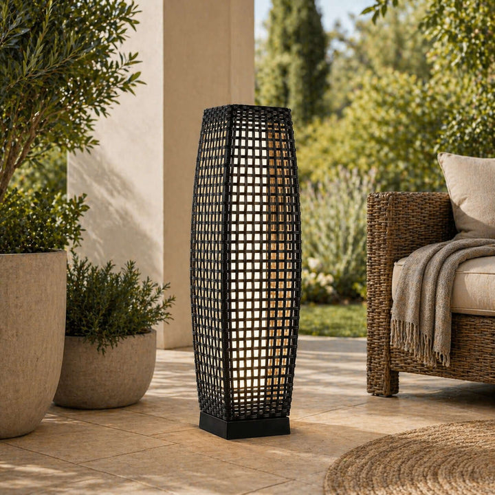 Corvyn Floor Lamp - Modern Rattan Solar Outdoor Lamp