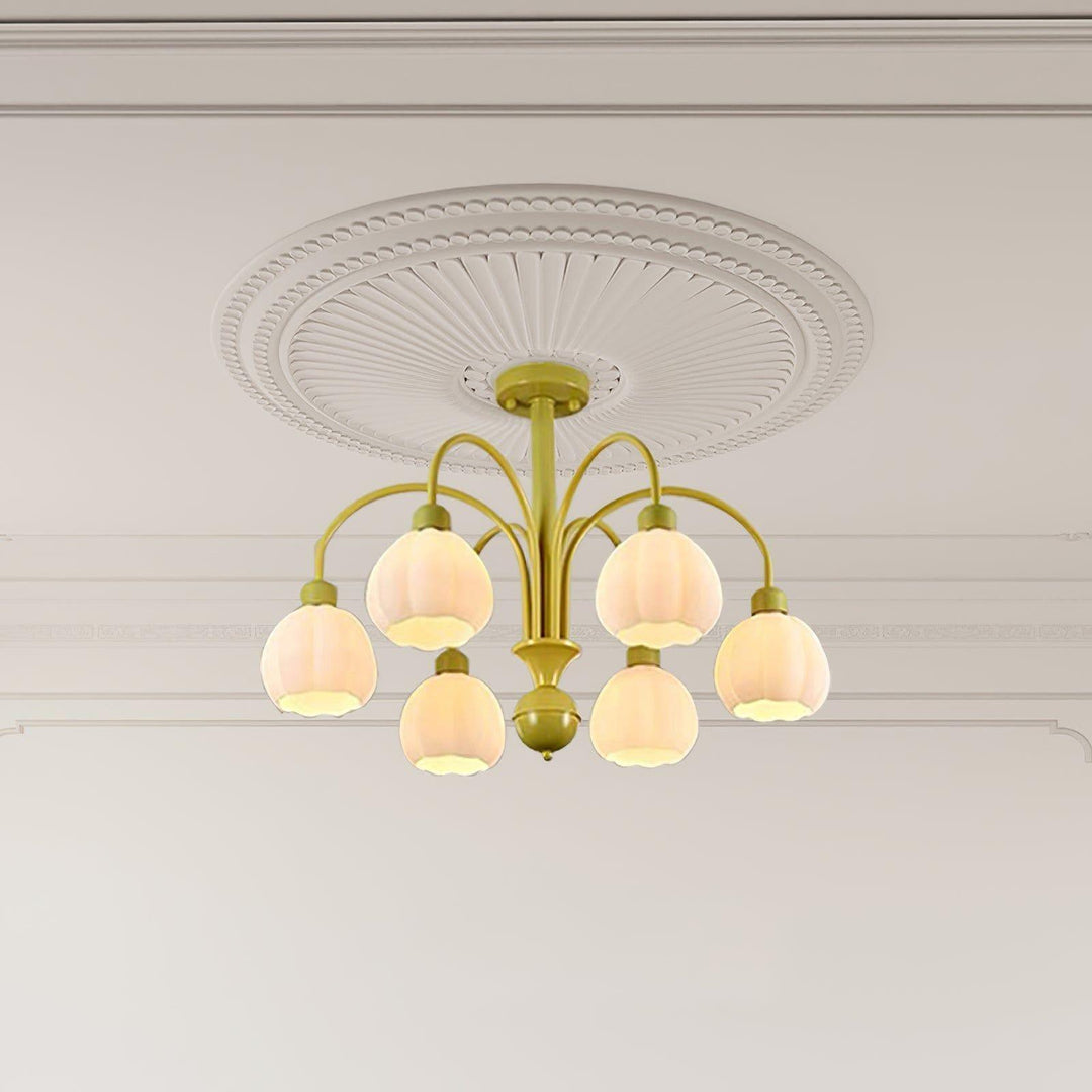 Cream Style Pumpkin Chandelier – Elegant Glass & Metal Lighting | Vinlighting | Vinlighting
