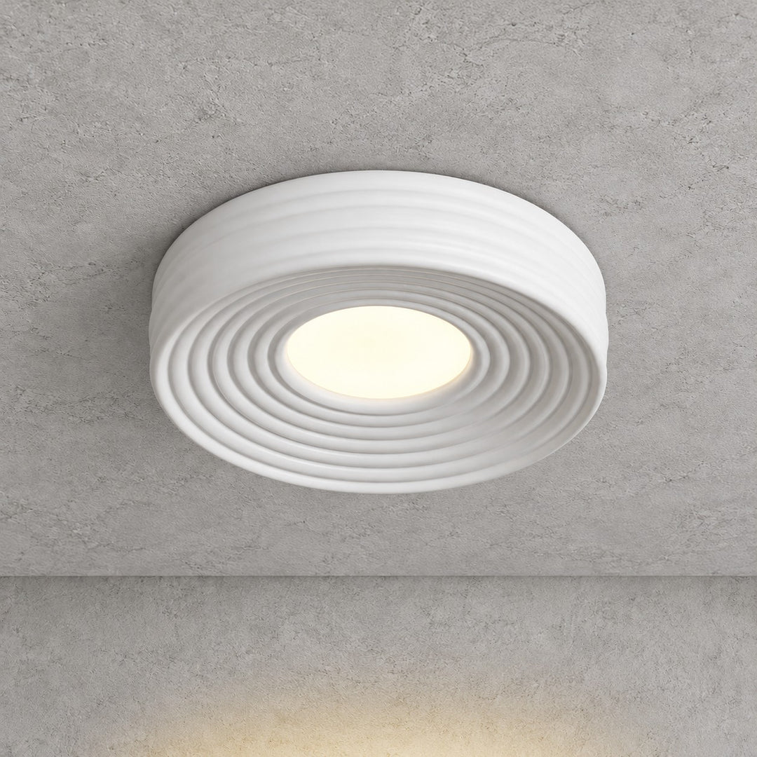 Cream Ribbed Ceiling Light