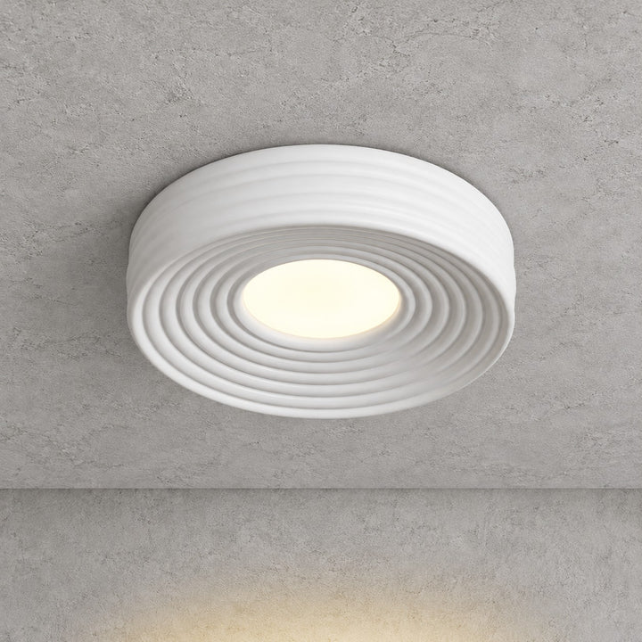 Cream Ribbed Ceiling Light