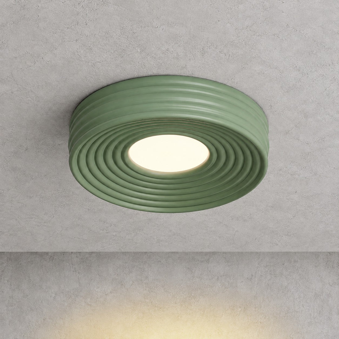 Cream Ribbed Ceiling Light