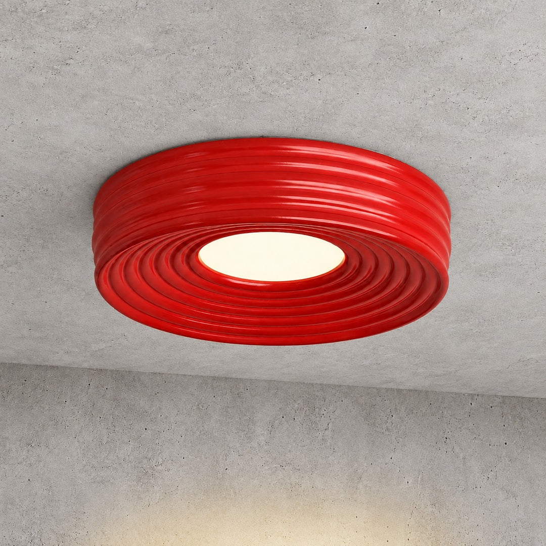 Cream Ribbed Ceiling Light