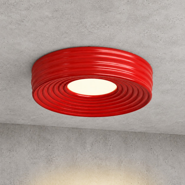 Cream Ribbed Ceiling Light