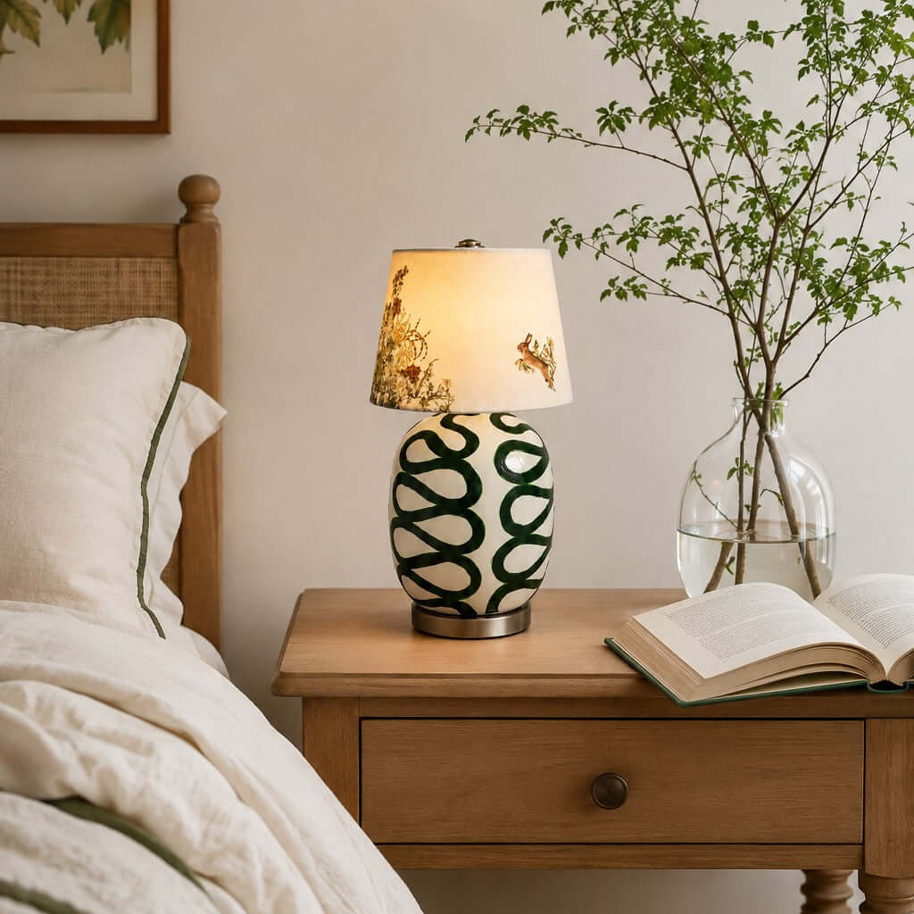 Cressa Artistic Ceramic LED Mini Table Lamp for Bedside Nightstand