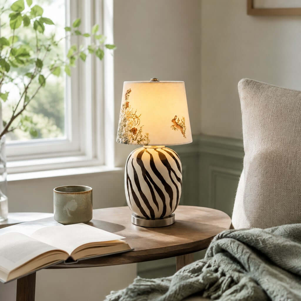 Cressa Artistic Ceramic LED Mini Table Lamp for Bedside Nightstand