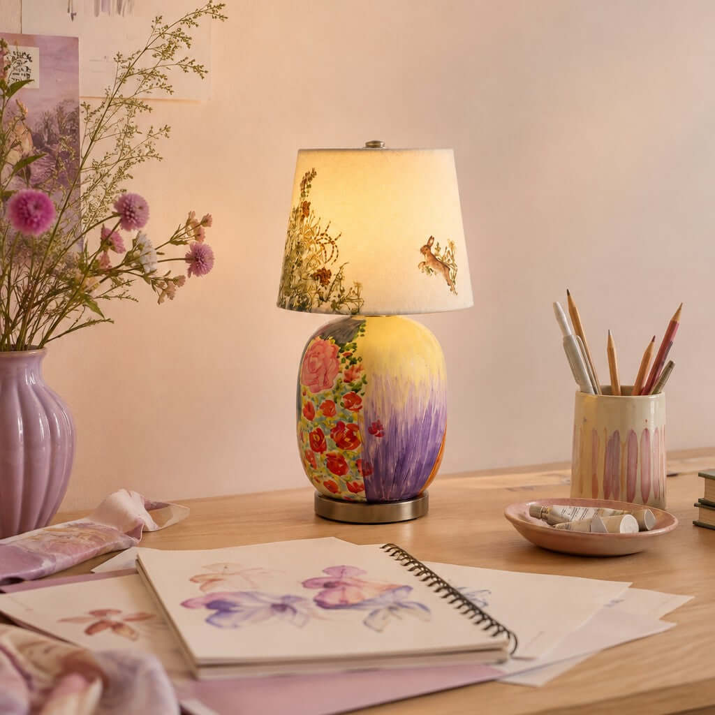Cressa Artistic Ceramic LED Mini Table Lamp for Bedside Nightstand