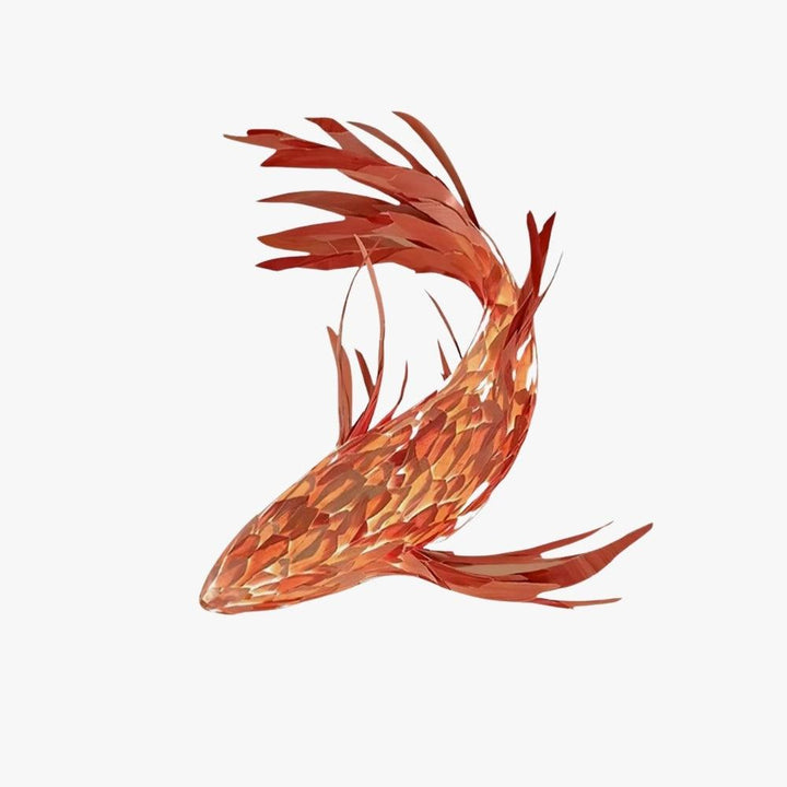 Crimson Swirl Koi Chandelier – Artistic Wooden Lighting Design | Vinlighting | Vinlighting