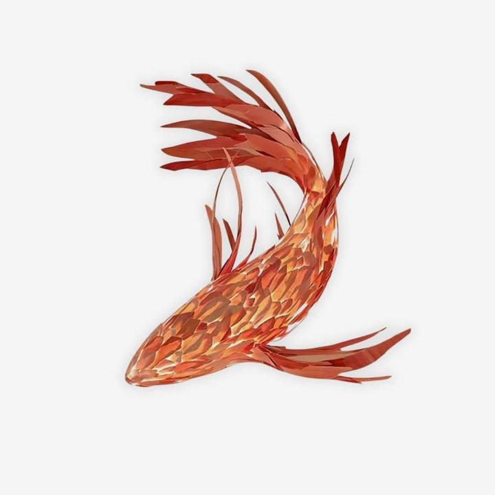 Crimson Swirl Koi Chandelier – Artistic Wooden Lighting Design | Vinlighting | Vinlighting