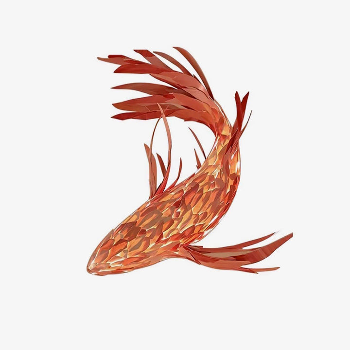 Crimson Swirl Koi Chandelier – Artistic Wooden Lighting Design | Vinlighting | Vinlighting