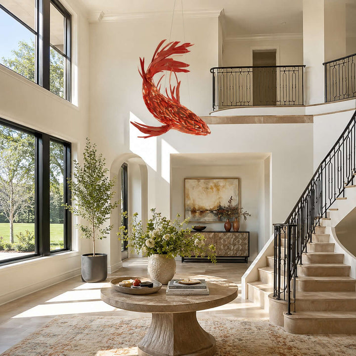 Crimson Swirl Koi Chandelier
