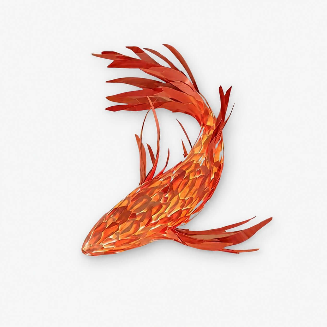 Crimson Swirl Koi Chandelier – Artistic Wooden Lighting Design