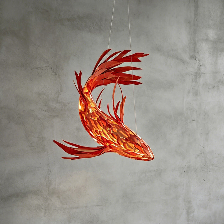 Crimson Swirl Koi Chandelier